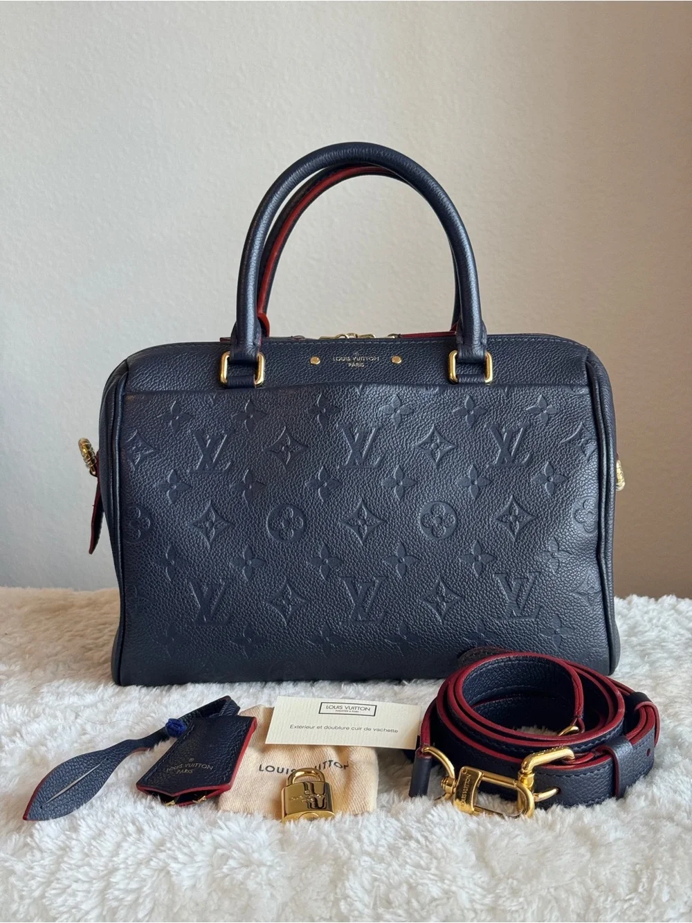 Louis Vuitton Speedy 25 Empreinte Navy Bleu  Crossbody Satchel